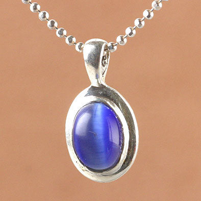 Tiny Blue Cat Eye Pendant