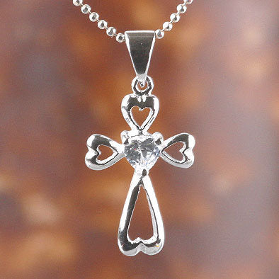 Cubic Zirconia Heart Cross