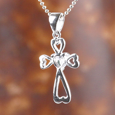 Cubic Zirconia Heart Cross