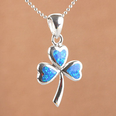 Blue Opal Shamrock Pendant