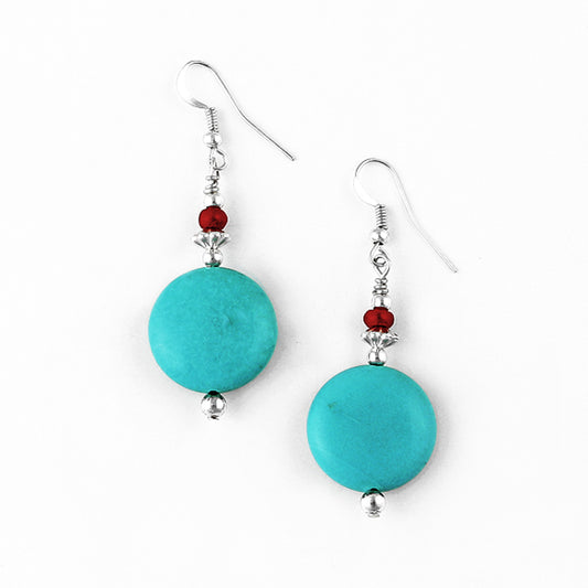 Created Turquoise Hook Earrings