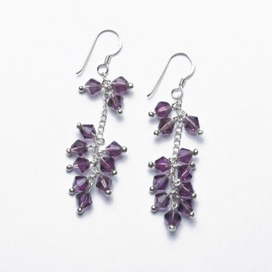 Purple Crystal and Silver Earrings