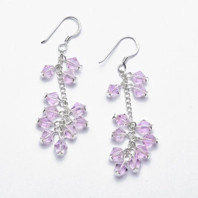 Pink Crystal and Silver Earrings