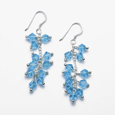 Blue Crystal and Sterling Silver Earrings