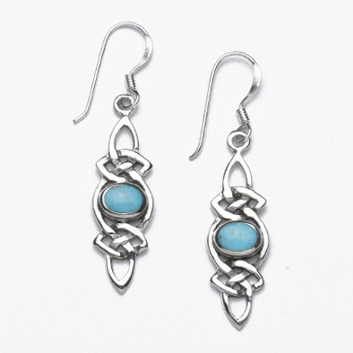 Sterling Silver Celic Knot Earrings with Turquoise Stones