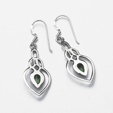 Celtic Silver and Green Crystal Earrings