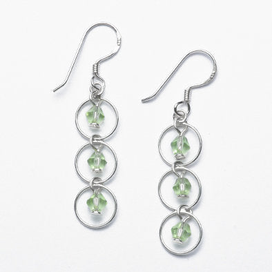 Green Crystal Sterling Silver Earrings