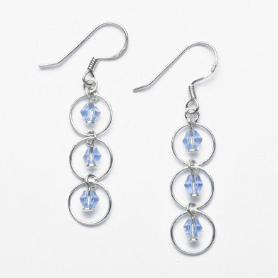 Blue Crystal Sterling Silver Earrings