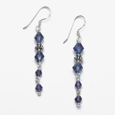 Dark Purple Crystal Earirngs with Sterling Silver