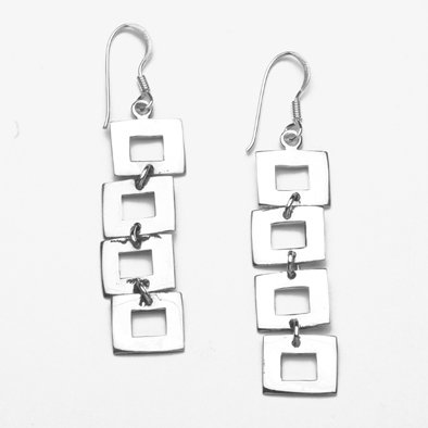Unique Squares Sterling Silver Earrings