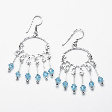Sterling Silver and Blue Crystal Chandelier Earrings