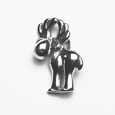 Cute Moose Silver Pendant