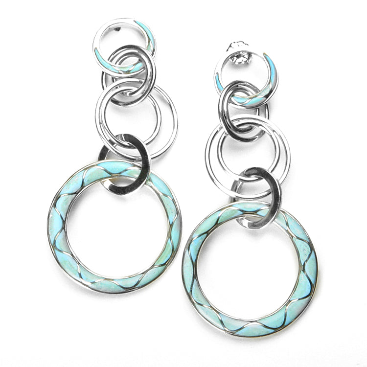 Turquoise and Sterling Silver Hoops