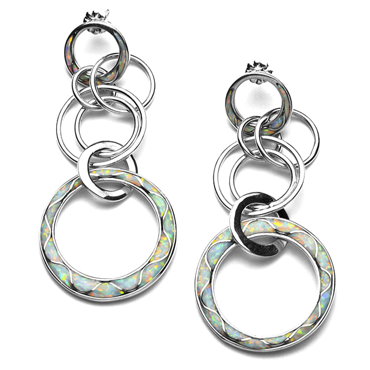 Created Opal and Turquoise Hoop Earrings