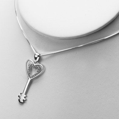 Heart Key Silver Pendant