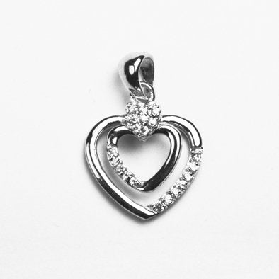 Two Hearts Together Sterling Silver Pendant