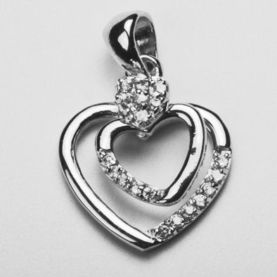 Two Hearts Together Sterling Silver Pendant