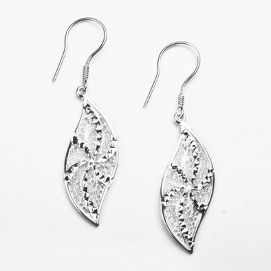 Sterling Silver Filigree Leaf Earrings