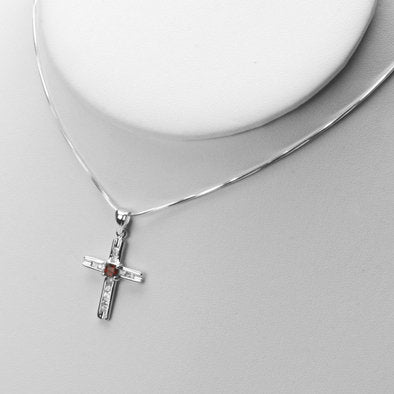 Red and White Crystal Cross Pendant