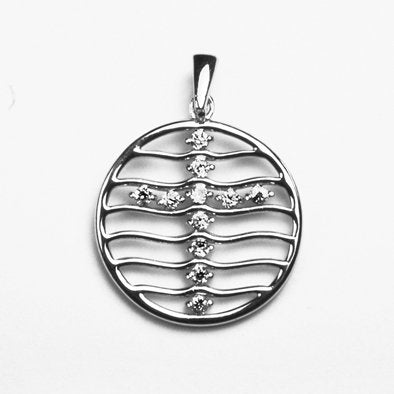 Rhodium-Plated Pendant with Crystals