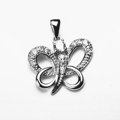 Crystal and Sterling Silver Butterfly Pendant