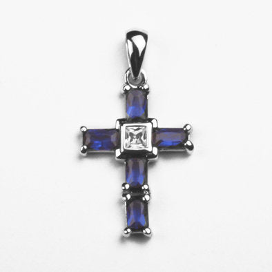 Blue Crystal Cross Pendant