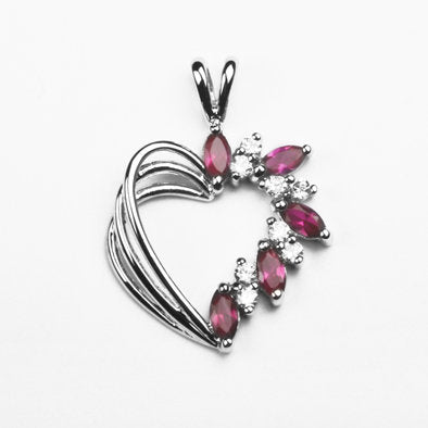 Sterling Silver Heart Pendant with Crystals
