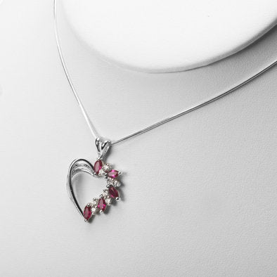 Sterling Silver Heart Pendant with Crystals