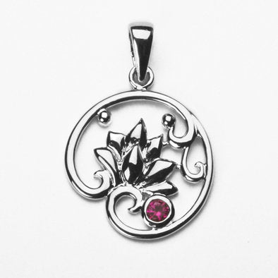 Leaves in Breeze Sterling Silver and Crystal Pendant