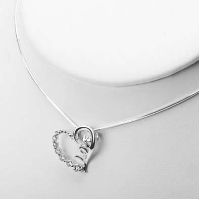 Crystal and Silver Heart of Love Pendant