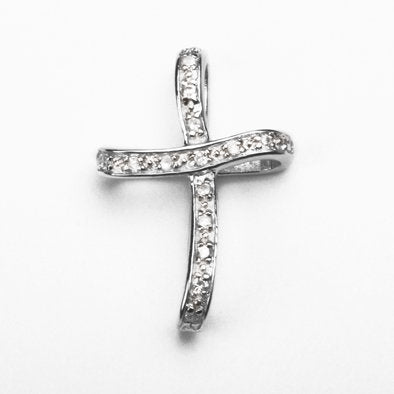 Elegant Crystal and Silver Cross Pendant