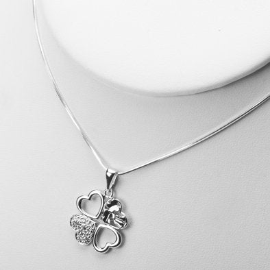 Four Hearts Sterling Silver Pendant with Crystals