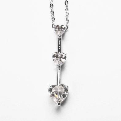 Sterling Silver Tri-Crystal Heart Necklace