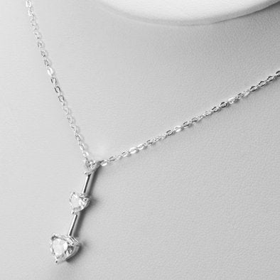 Sterling Silver Tri-Crystal Heart Necklace