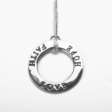 Hope Faith and Love Sterling Silver Necklace