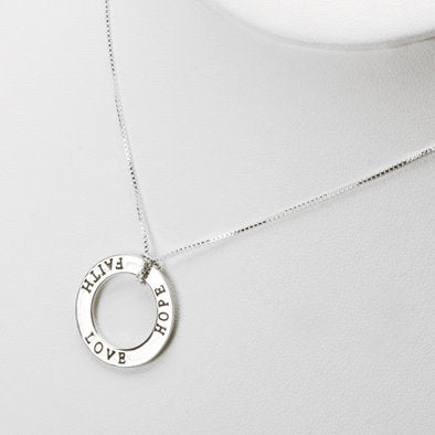 Hope Faith and Love Sterling Silver Necklace