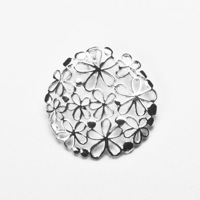 Floral Hemisphere Silver Pendant