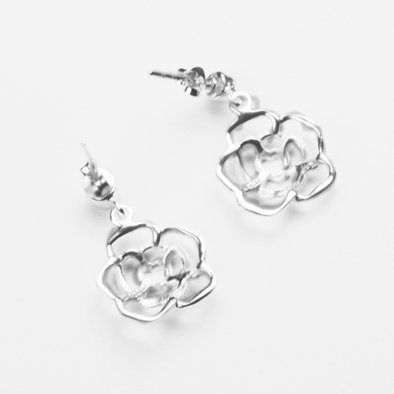 Silver Floral Studs with Austrian Crystals
