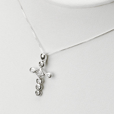 Cross Necklace with Rhodium Plating