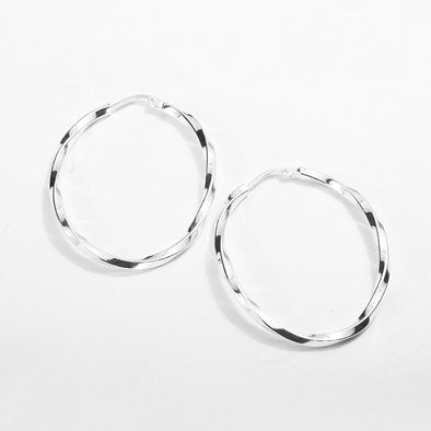 Italian Silver Twisted Oval Hoops Earrings
