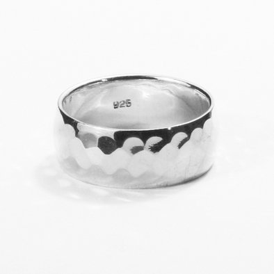 8mm His or Hers Hammered Silver Band