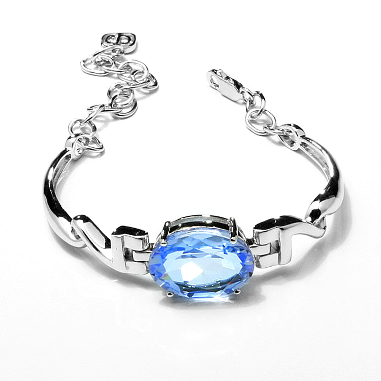 Blue Topaz Oval Cut Silver Bracelet