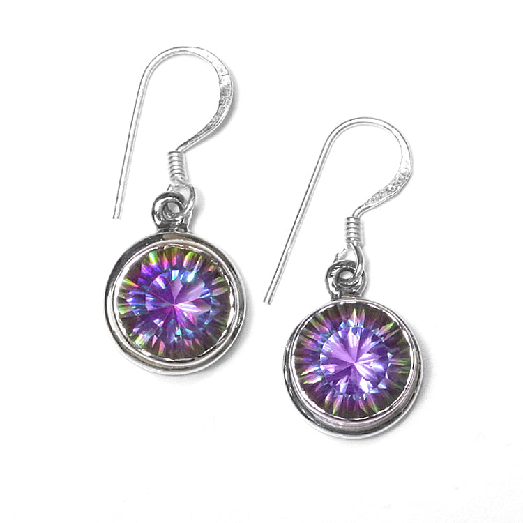 Round Mystic Topaz Hook Earrings