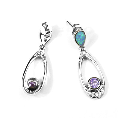 Modern Opal & Amethyst Earrings