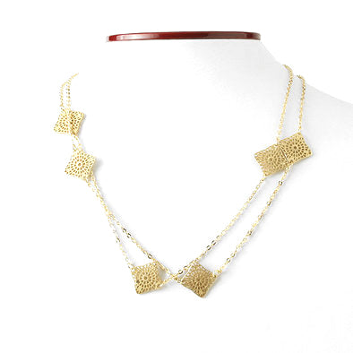 Gold Metallic Squares Necklace and Earrings Set