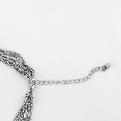 Multi-strand Silver Chain Necklace and Earrings Set