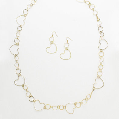 Chain of Hearts Necklace and Earrings Set