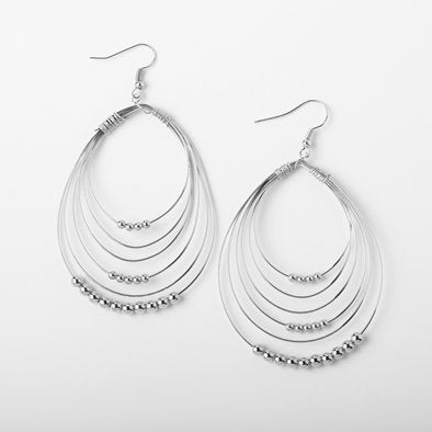 Silver Beaded Multi-Hoop Earring