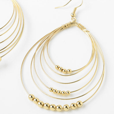 Gold Beaded Multi-Hoop Earrings