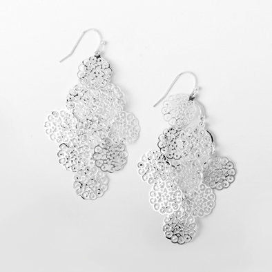 Silver Snowflake Cascade Earrings